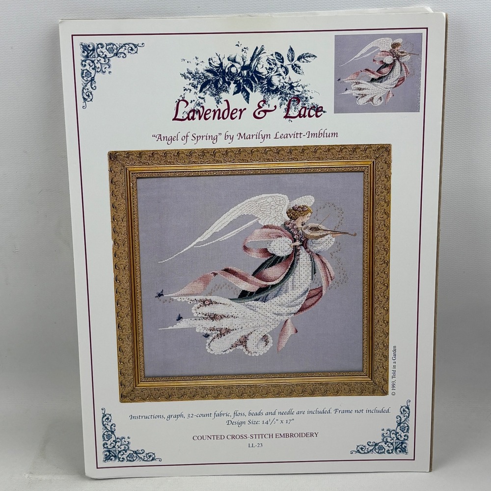 Lavender & Lace Angel of Spring Cross Stitch Kit LL-23 Marilyn Leavitt-Imblum